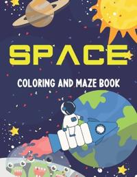 Space Coloring and Maze Book