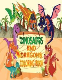 Dinosaurs and Dragons Coloring Book ages 4-8