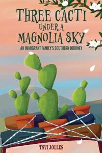 Three Cacti Under a Magnolia Sky