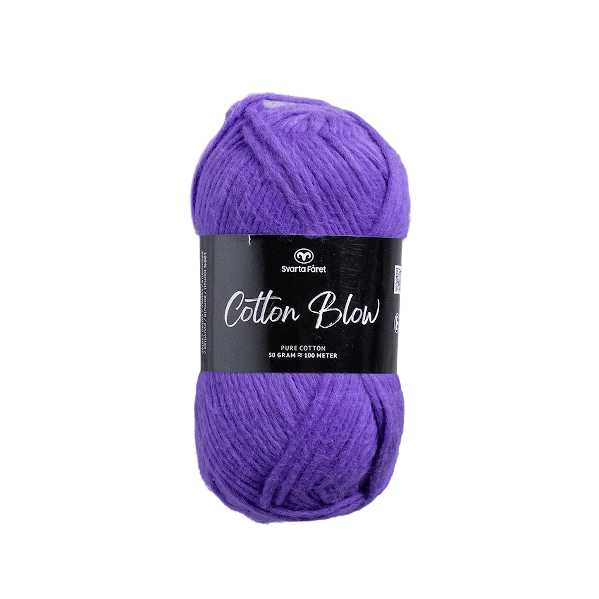 Produktbild för Cotton Blow Bomullsgarn 50 g Iris Eyes 022 Svarta Fåret