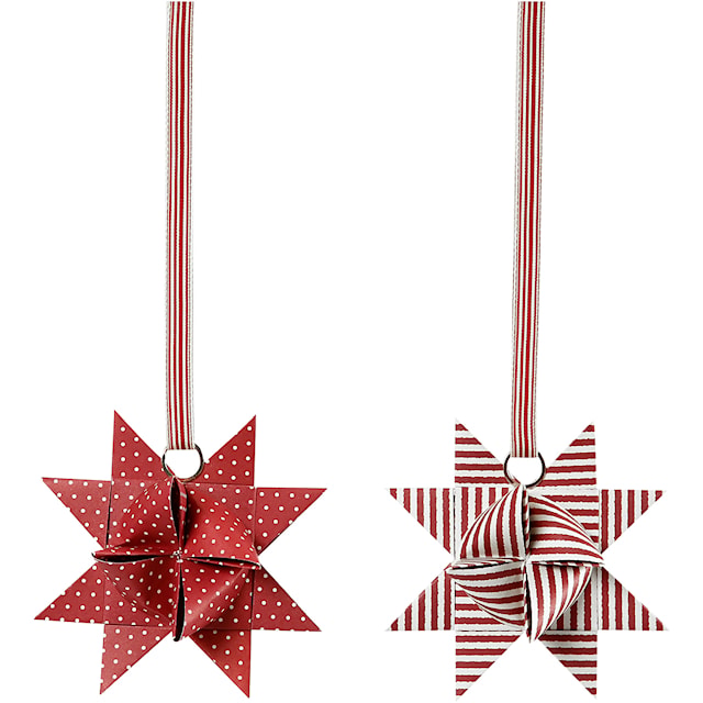Produktbilde 12 for Stjernestrimler, L: 44+78 cm, dia. 6,5+11,5 cm, B: 15+25 mm, rød, hvit, 60 strimler/ 1 pk.