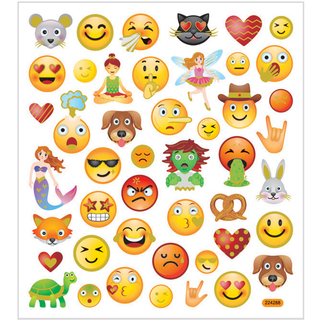 Klistermärken Emojis 15x16,5 cm 1 ark