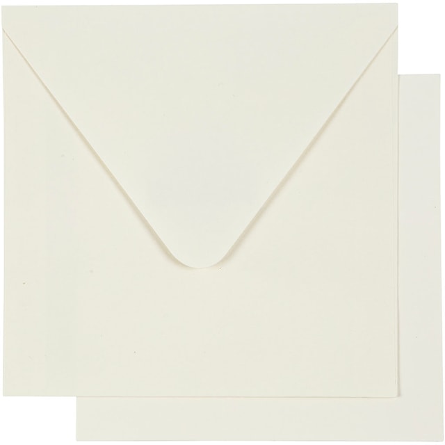 Tuotekuva 2 - Korttipohjat kirjekuorineen, kortin koko 12,5x12,5 cm, kirjekuoren koko 13,5x13,5 cm, luonnonvalkonen, 10 set/ 1 pkt