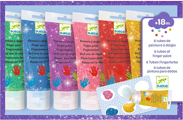 Fingerfärg Glitter från 18 månader 6-pack Djeco