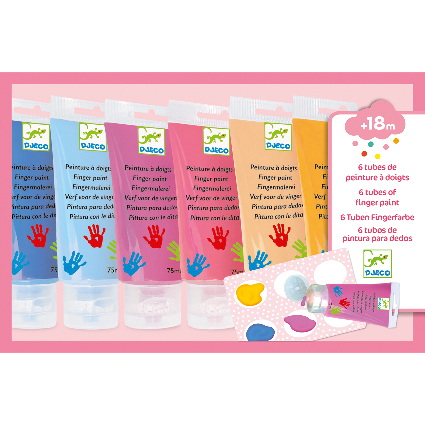 Fingerfärg Pastell från 18 månader 6-pack Djeco