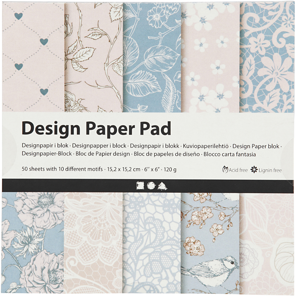 Designpapper Paperpad Rosa och Bl&aring; 50 sidor Creativ Company