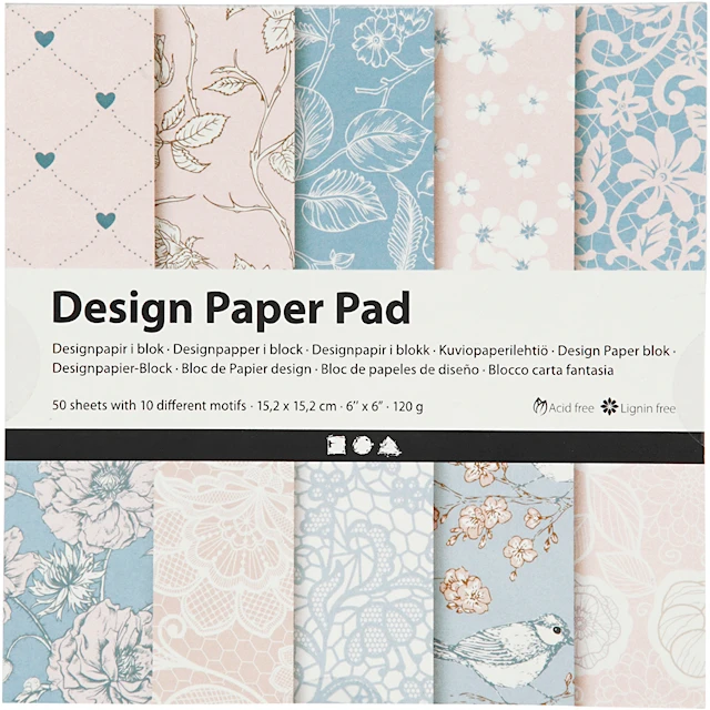 Designpapper Paperpad Rosa och Blå 50 sidor Creativ Company