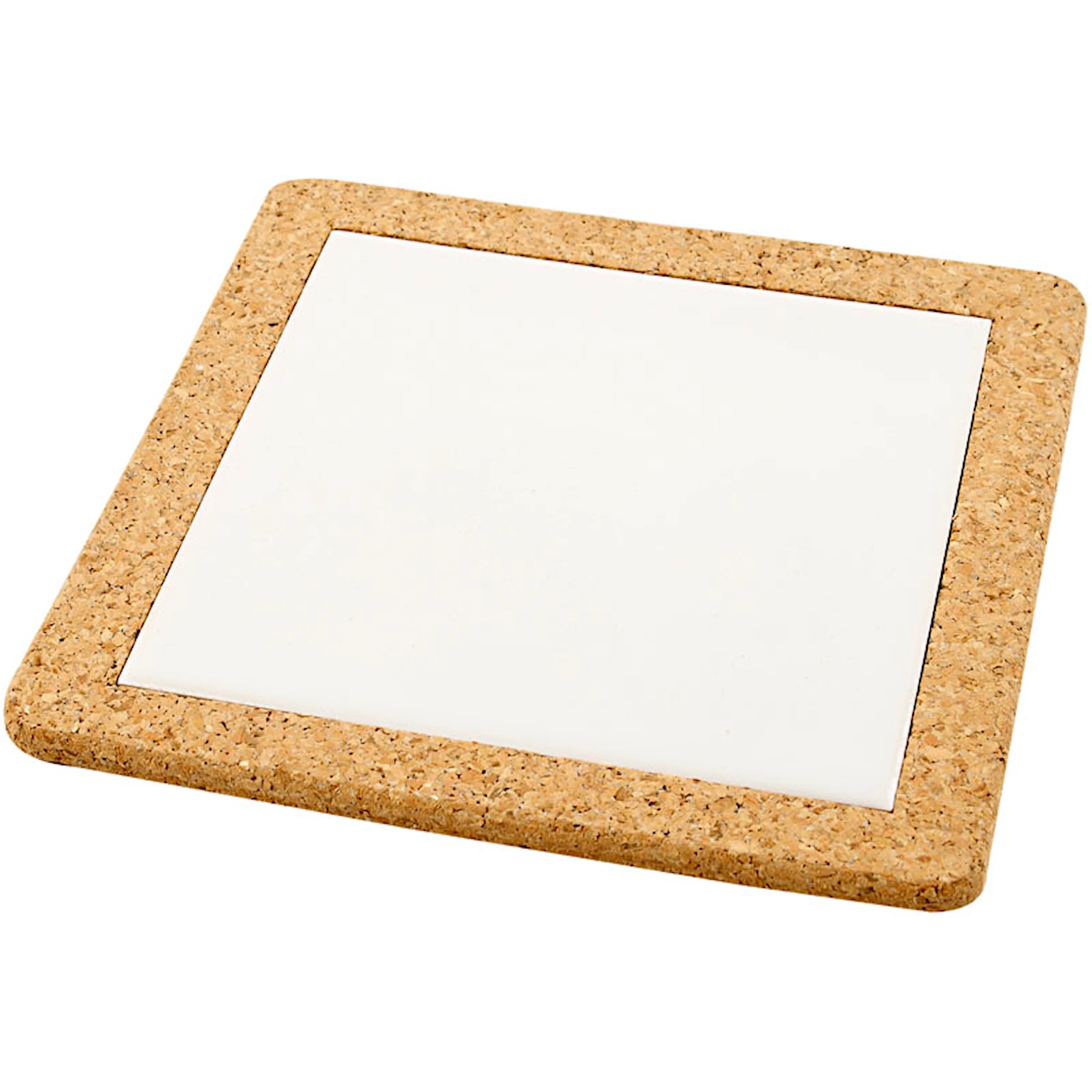 Tuotekuva ille Pannunaluset korkkikehyksin, koko 19x19x1,1 cm, valkoinen, 10 kpl/ 1 pkt