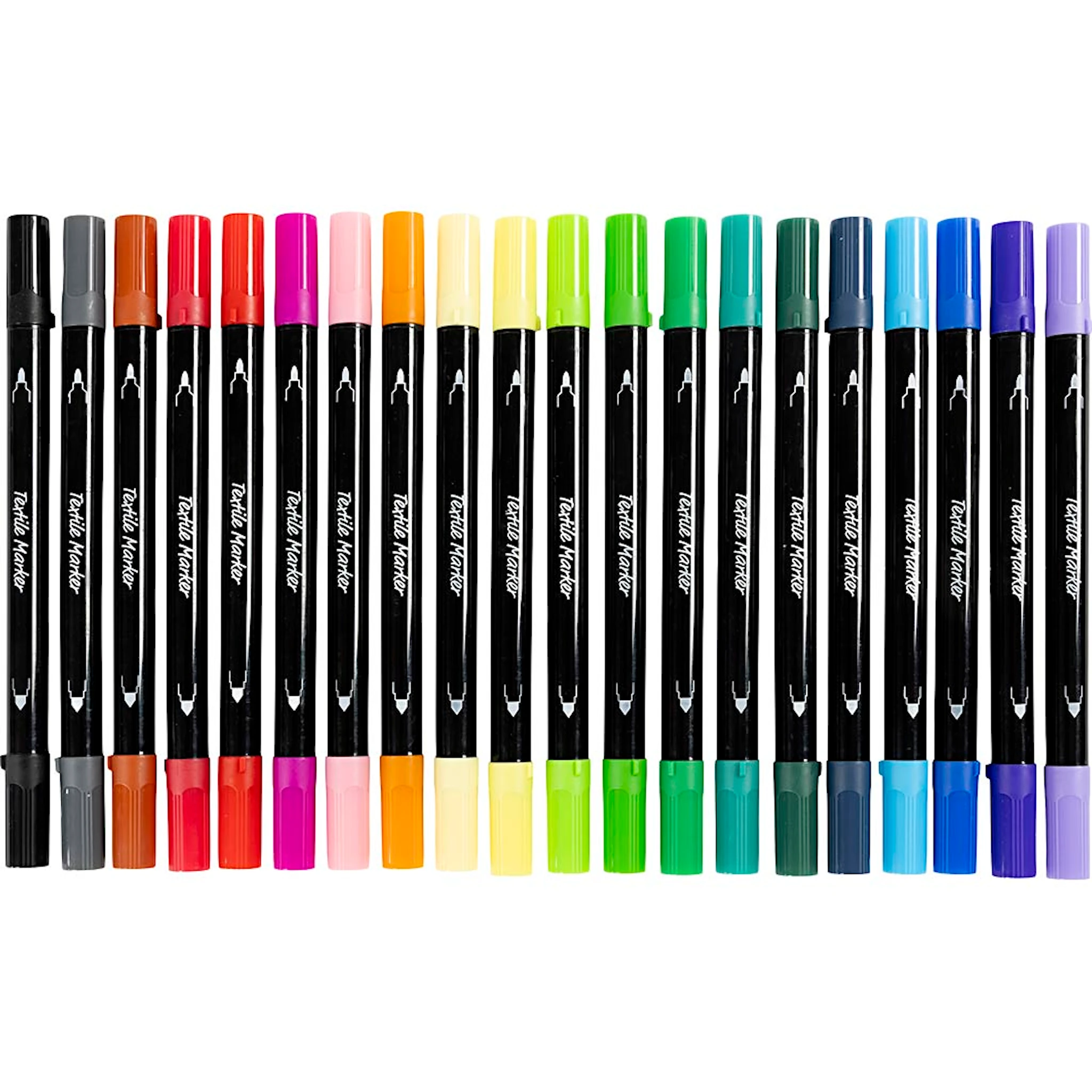Produktbild för Textiltuschpennor Standardfärger spets 2,3 & 3,6 mm 20 st Creativ Company