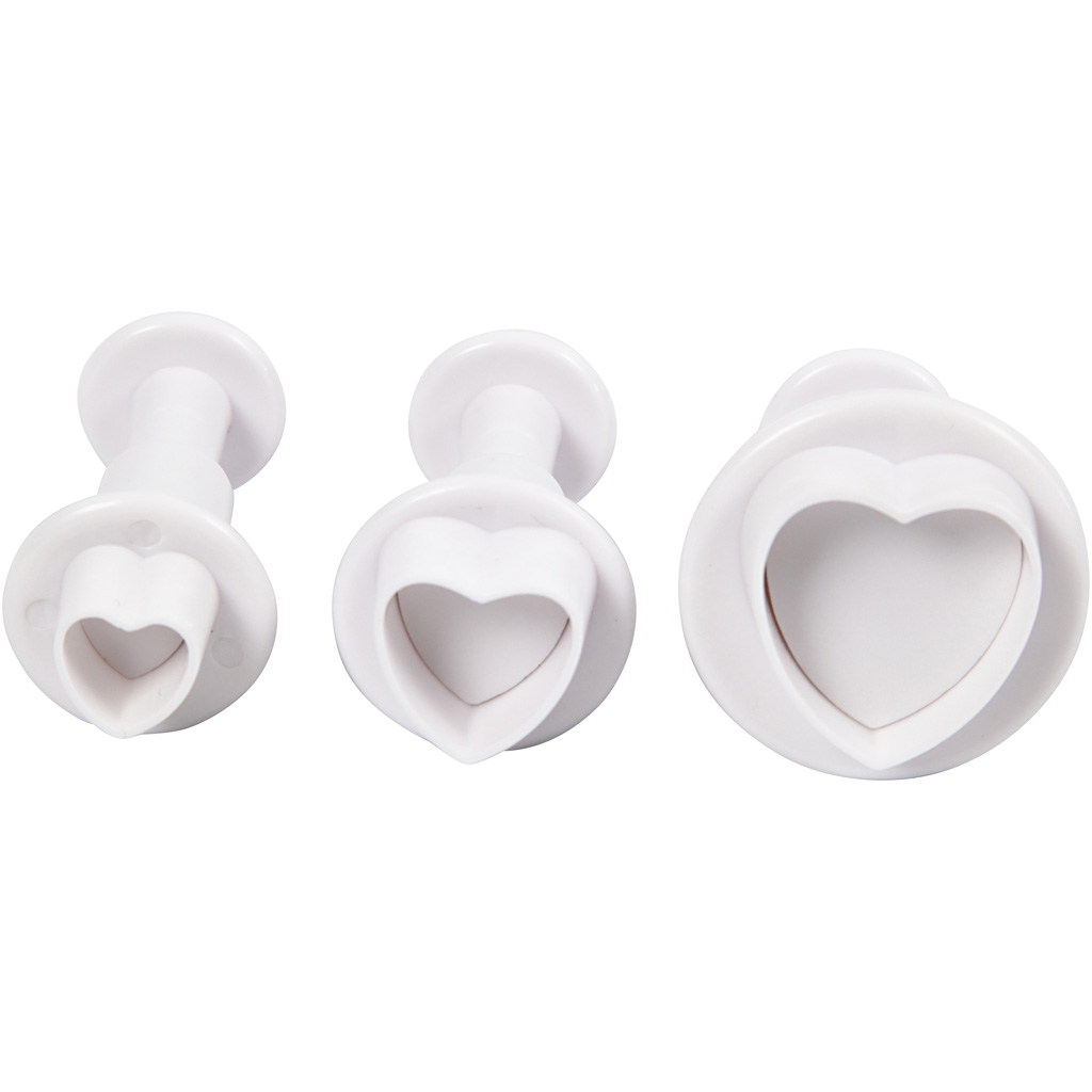 Form för prägling lera hjärta olika storlekar 3-pack