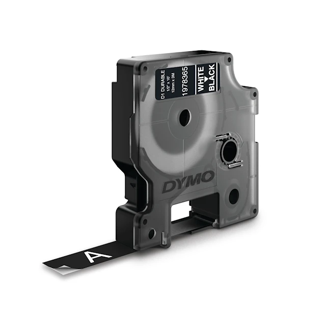 DYMO D1 Durable Etikett 12mm White on Black