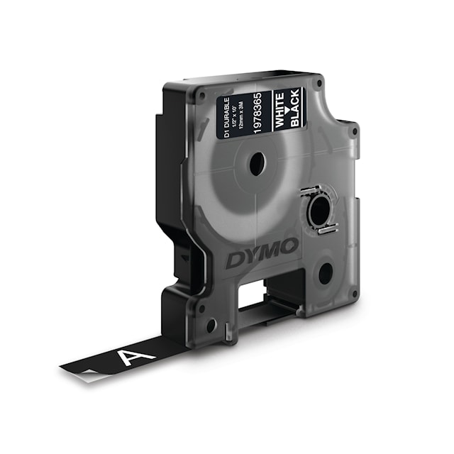 DYMO D1 Durable Etikett 12mm White on Black