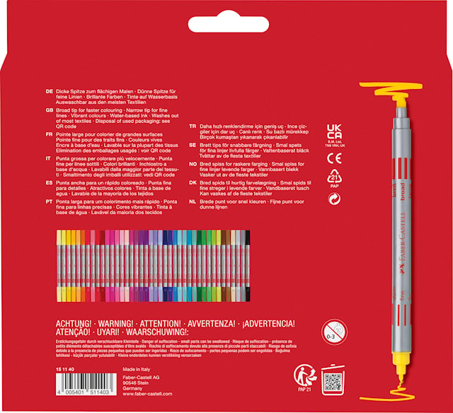 Produktbilde 2 for Tusjpenner med dobbeltspiss Blandede farger 40-pack Faber Castell