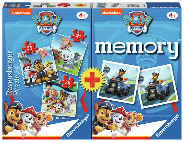 Paw Patrol 3 Palapeliä ja Memory® Ravensburger