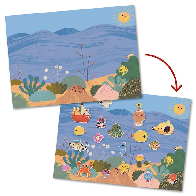 Produktbild 2 för Stickers Sommarlov 2 Bakgrunder och 30 Stickers Djeco