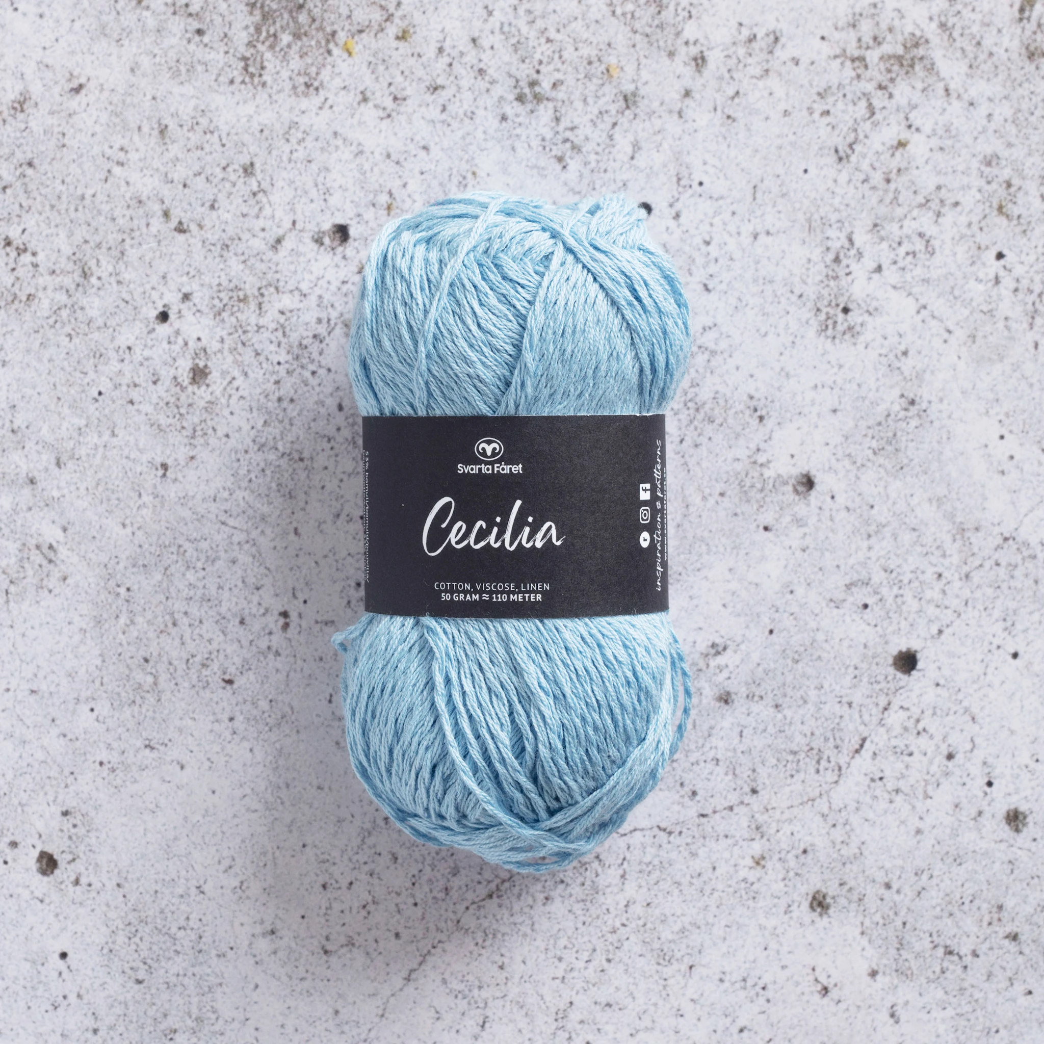 Produktbild för Cecilia Garn Lin- och bomullsmix 50 g Svarta Fåret