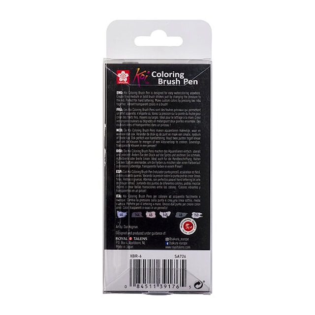 Produktbild 3 för Sakura Koi Coloring Brush Pen Greyscale 6-set