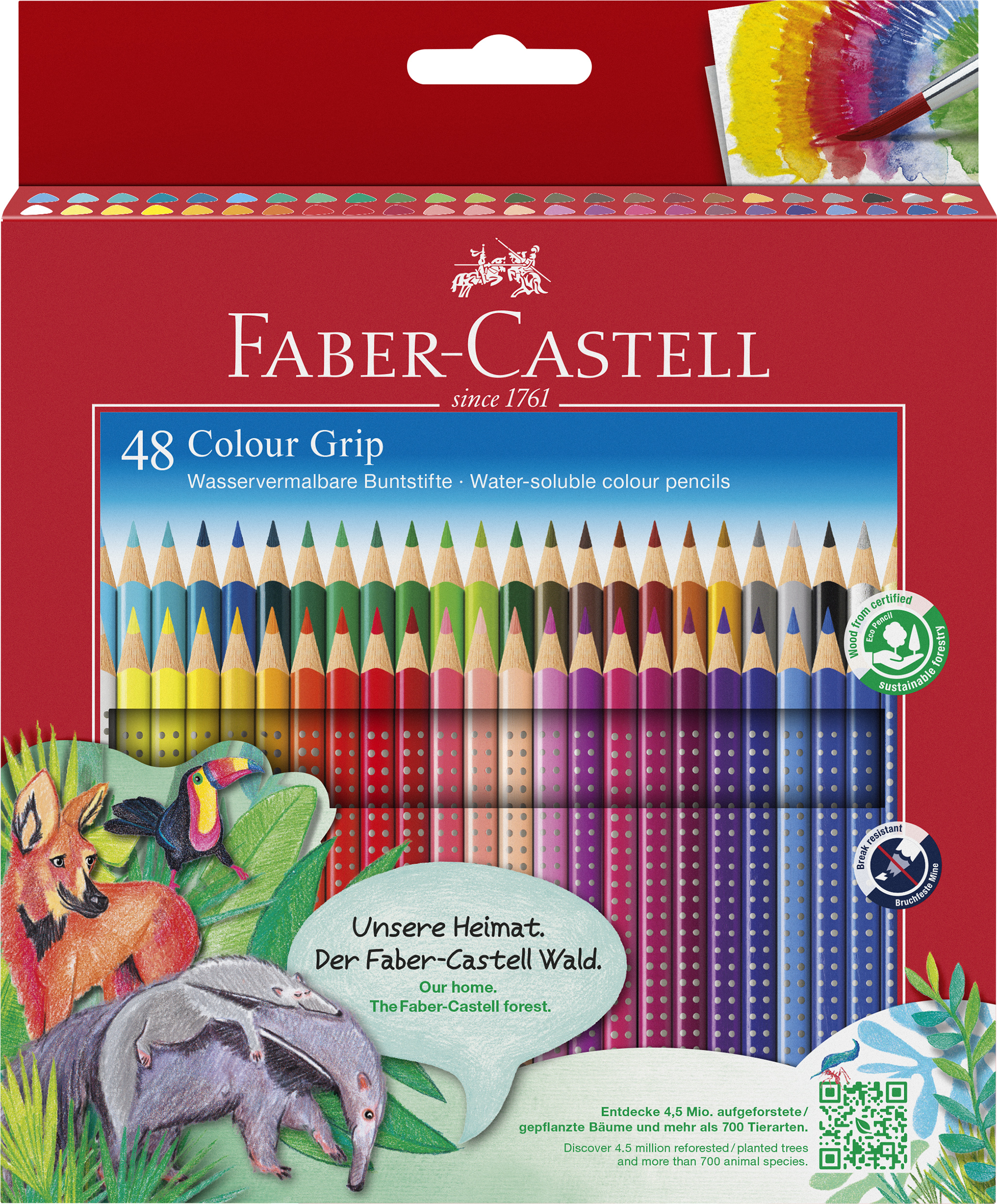 Akvarellpennor Grip 48 färger Faber-Castell