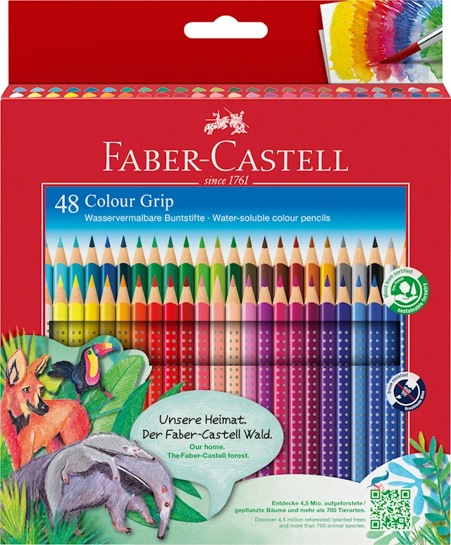 Akvarellpennor Grip 48 färger Faber-Castell