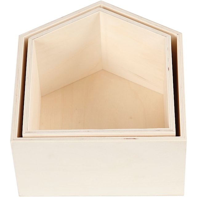 Tuotekuva 2 - Säilytyslaatikot, talot, Kork. 22,5+25 cm, S: 12,5 cm, Lev: 19,5+22,5 cm, 2 kpl/ 1 set