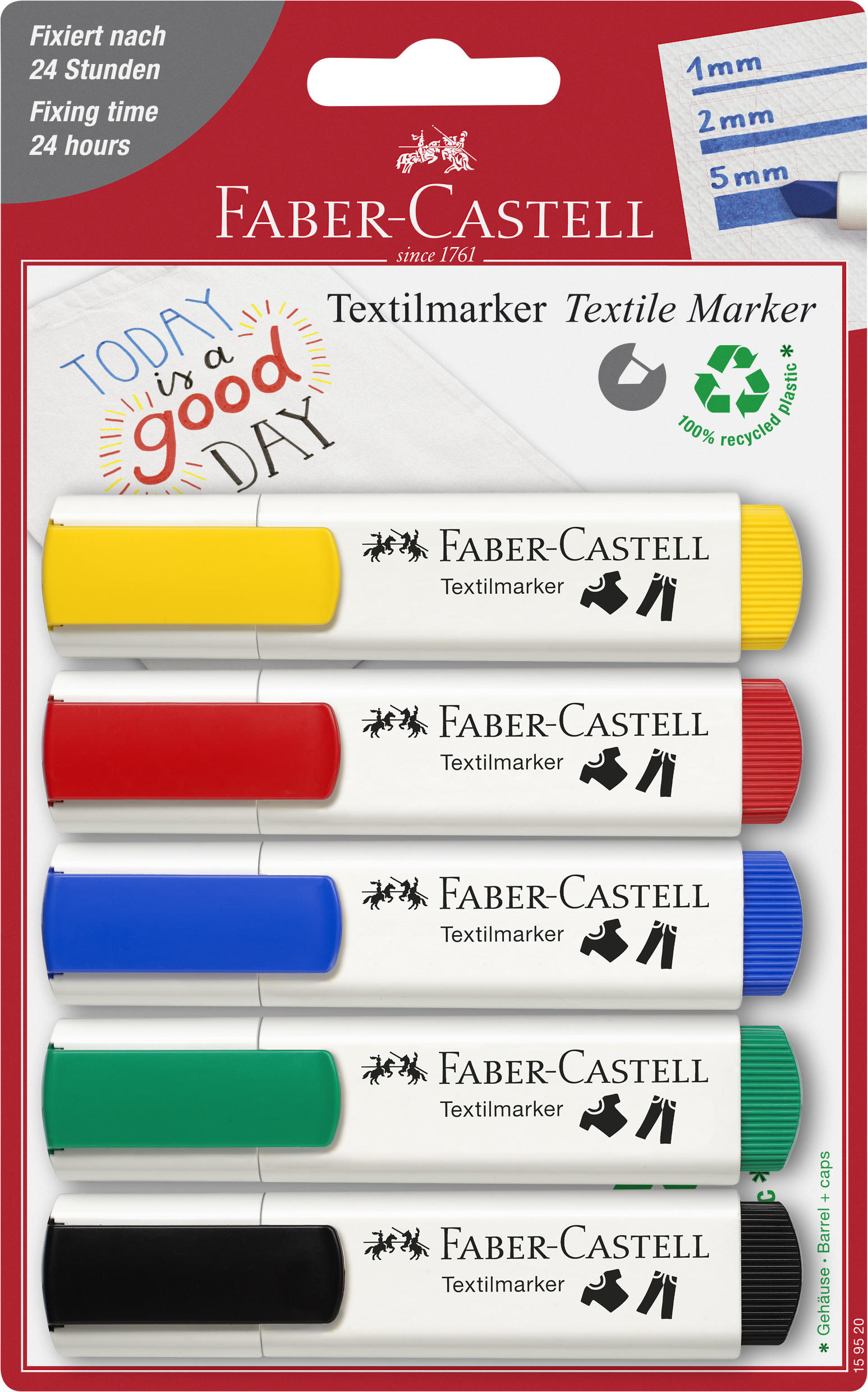 Textilpennor 5 basf&auml;rger, Faber-Castell