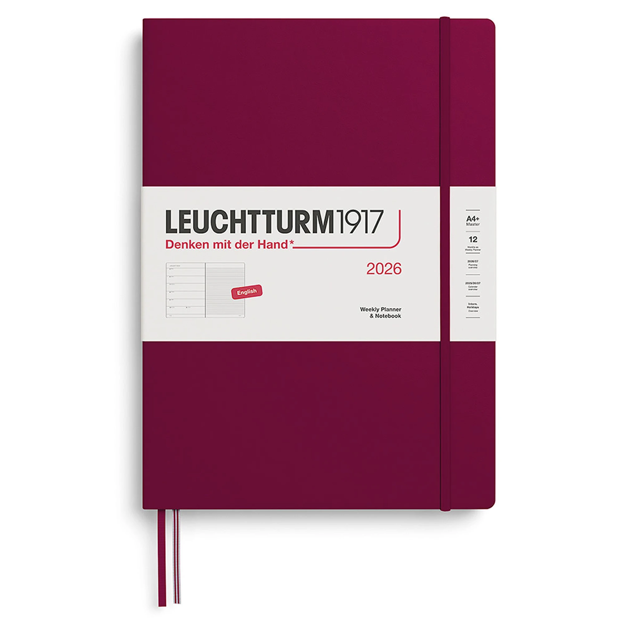 Tuotekuva ille Weekly Planner & Notebook 2026 A4+ Port Red Leuchtturm1917