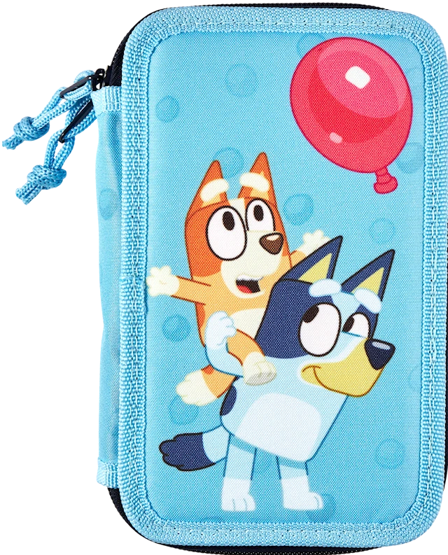 Bluey Dubbelt Pennfodral med innehåll