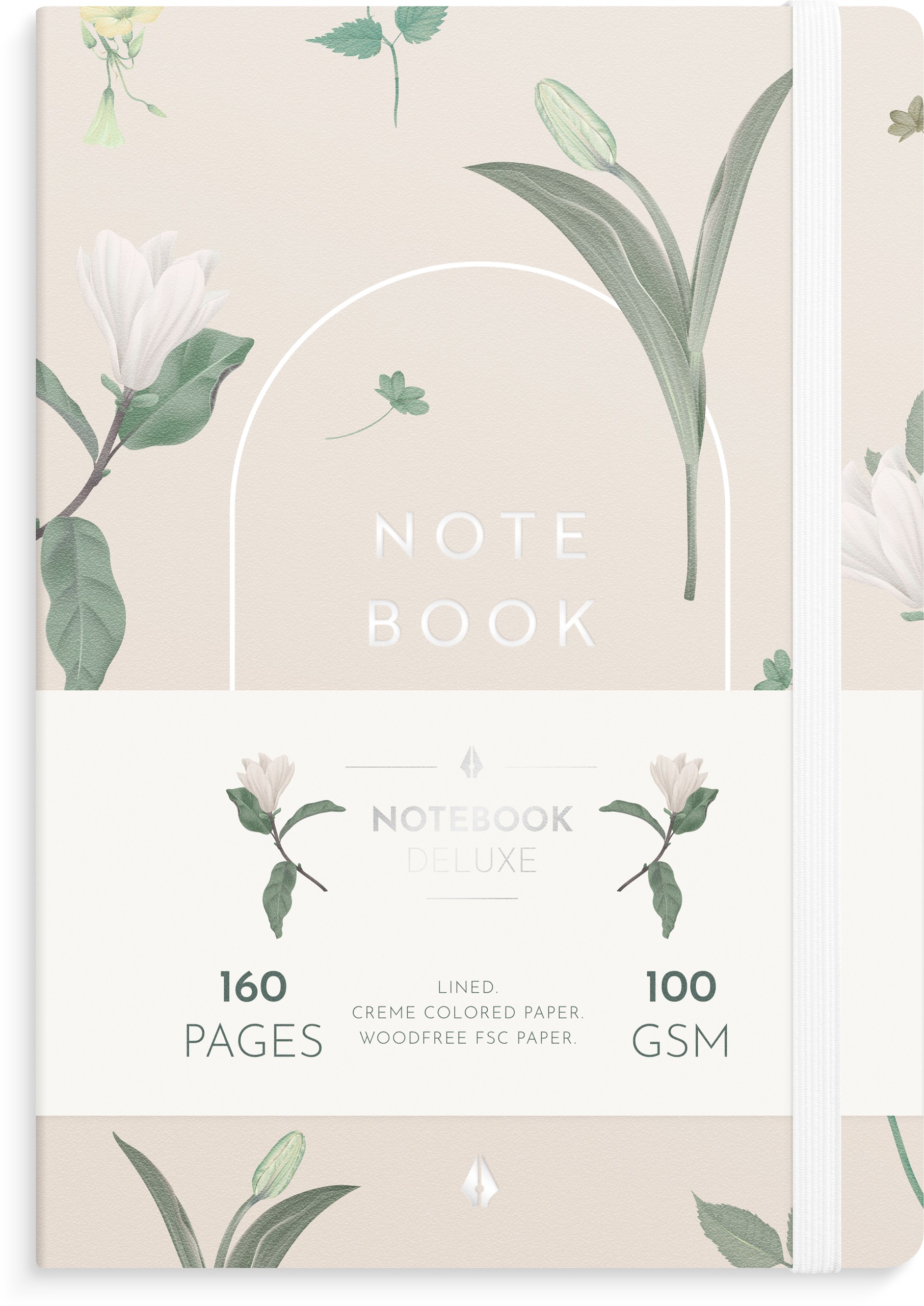Anteckningsbok A5 Floral Beige Deluxe Linjerad Burde