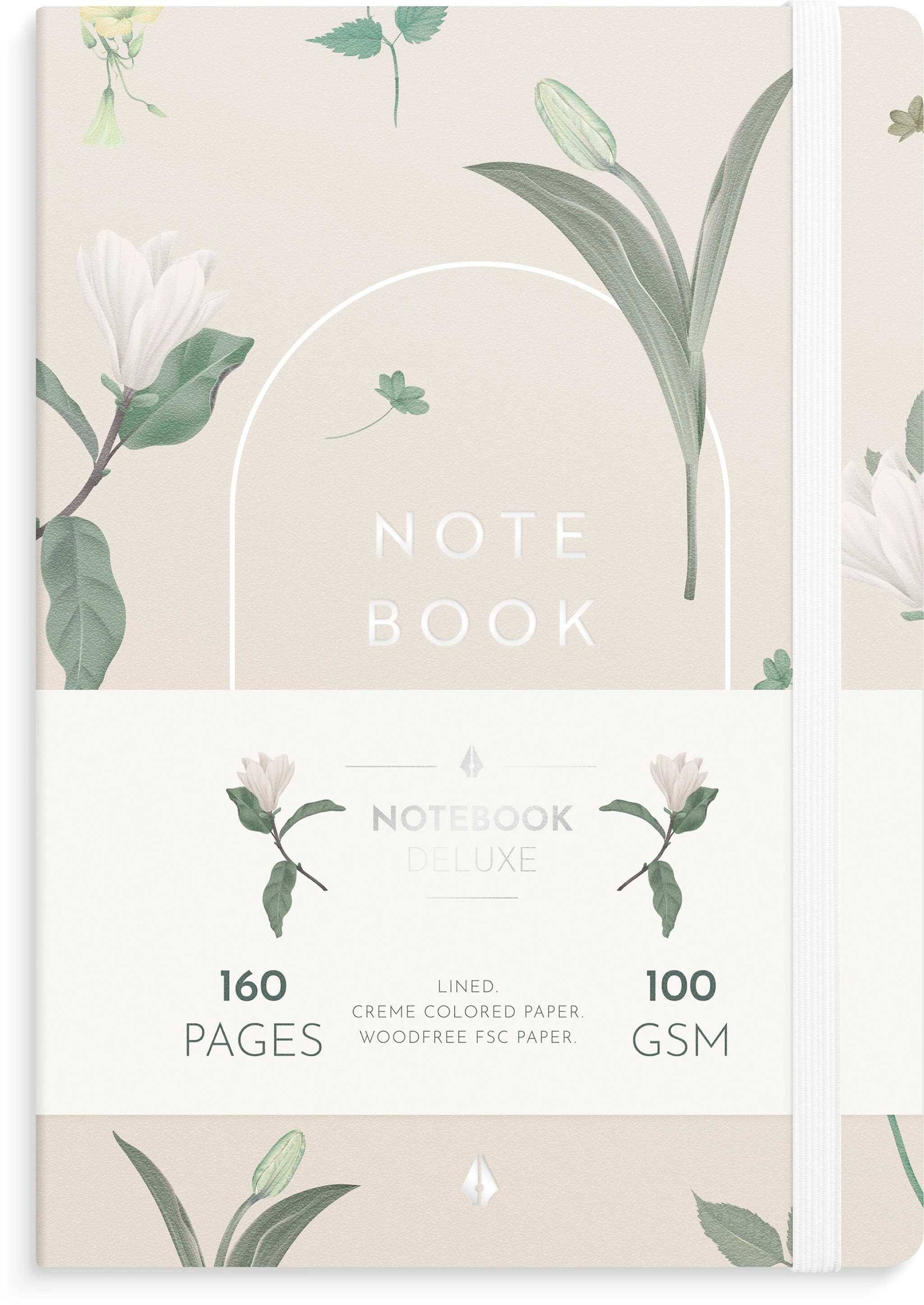 Produktbild för Anteckningsbok A5 Floral Beige Deluxe Linjerad Burde