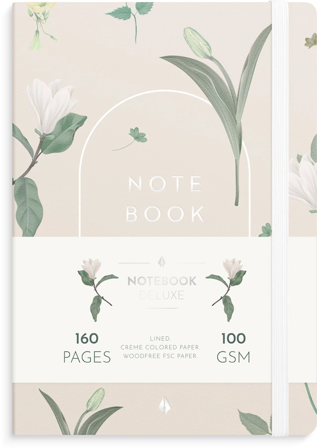 Anteckningsbok A5 Floral Beige Deluxe Linjerad Burde