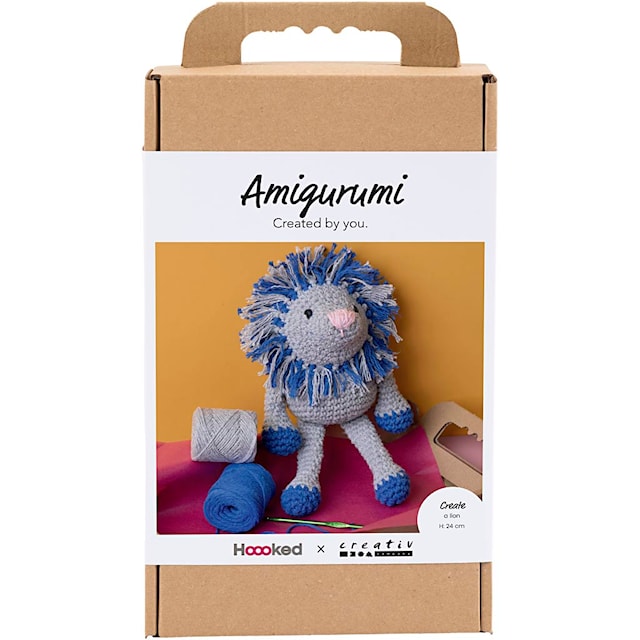 Tuotekuva 1 - Askartelusetti Amigurumi , Leijona, laivastonsininen, vaaleanharmaa, 1 pkk/ 1 pkt