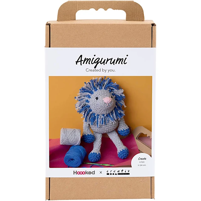 DIY Kit Amigurumi Lejon marinblå & ljusgrå 1 förp