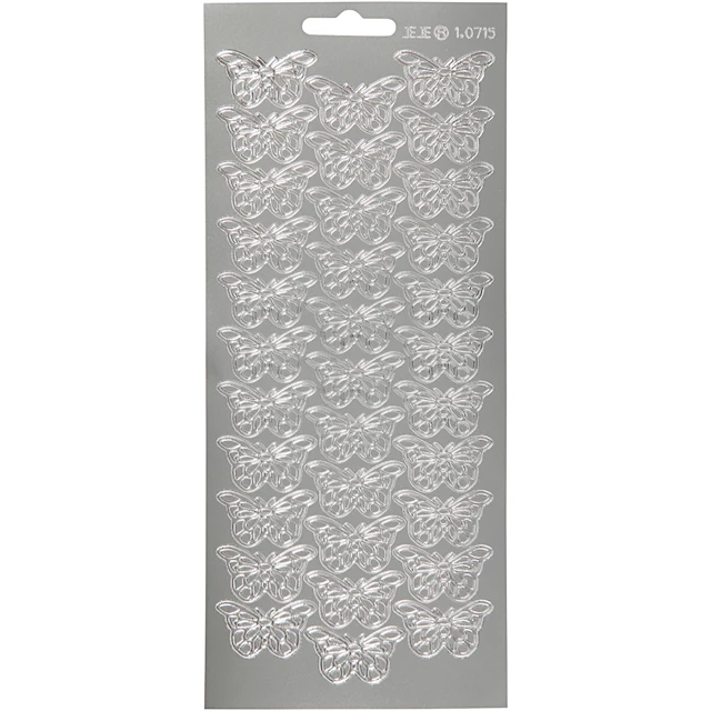 Stickers, fjärilar, ark 10x23 cm, silver, 1 ark