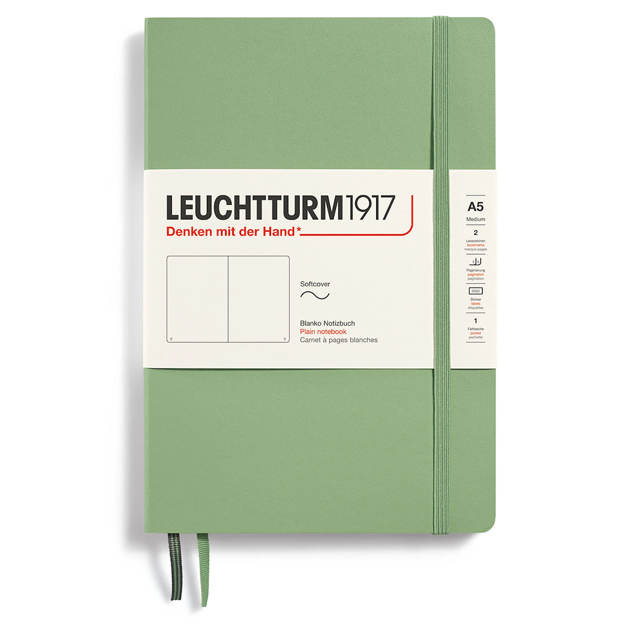 Tuotekuva ille Muistikirja A5 Pehmeäkantinen Linjaton Salvia Leuchtturm1917