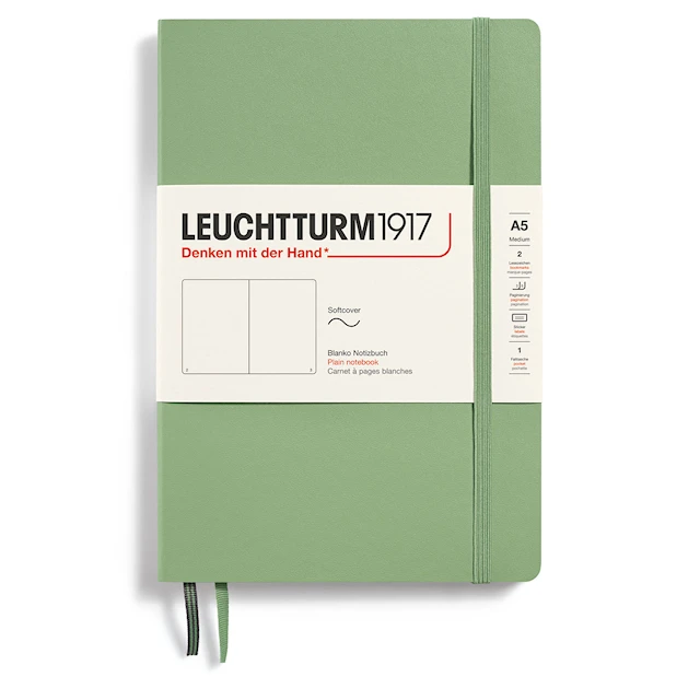 Muistikirja A5 Pehmeäkantinen Linjaton Salvia Leuchtturm1917