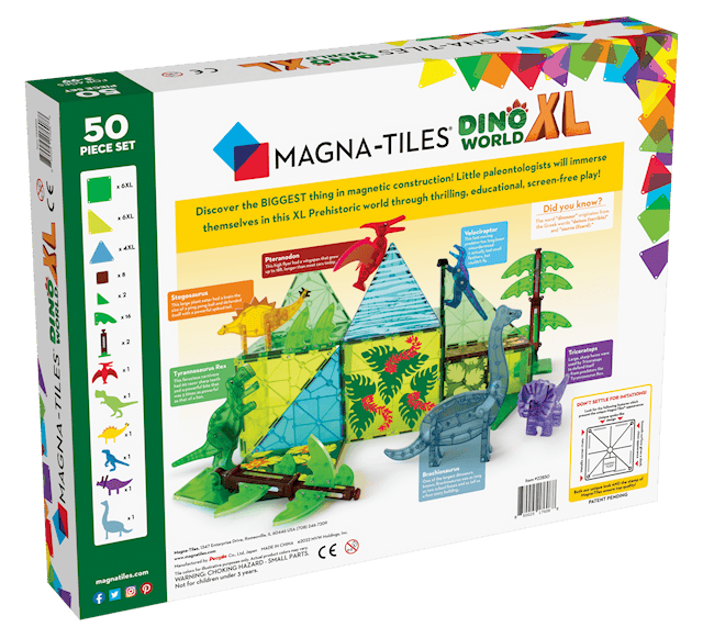 Tuotekuva 2 - Magna-Tiles Dino World XL, 50 kpl