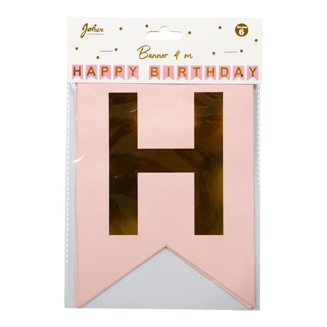 Tuotekuva 2 - Flag Banner Happy Birthday Pink