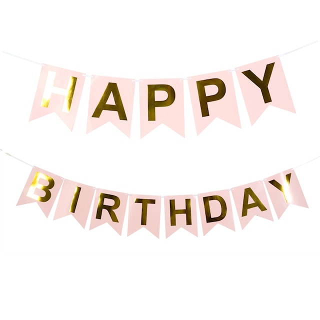 Tuotekuva 1 - Flag Banner Happy Birthday Pink