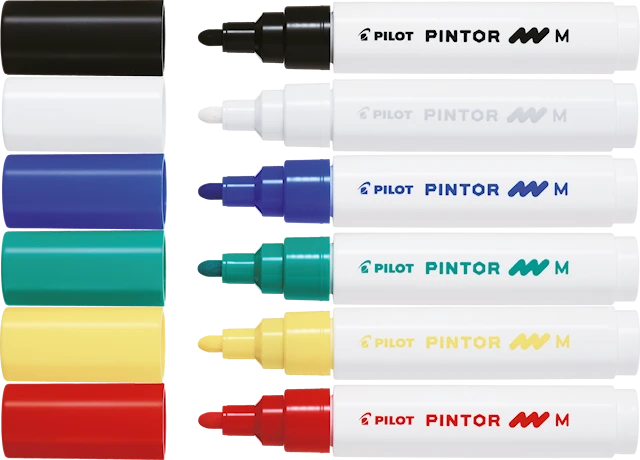 Pintor - Set Regular Mix -x6- Medium - Musta Sininen Punainen Vihreä Valkoinen Pilot