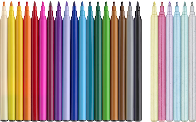 Tuotekuva 2 - Huopakynät Castle Unicorn 18+6 glitterikynää Faber Castell
