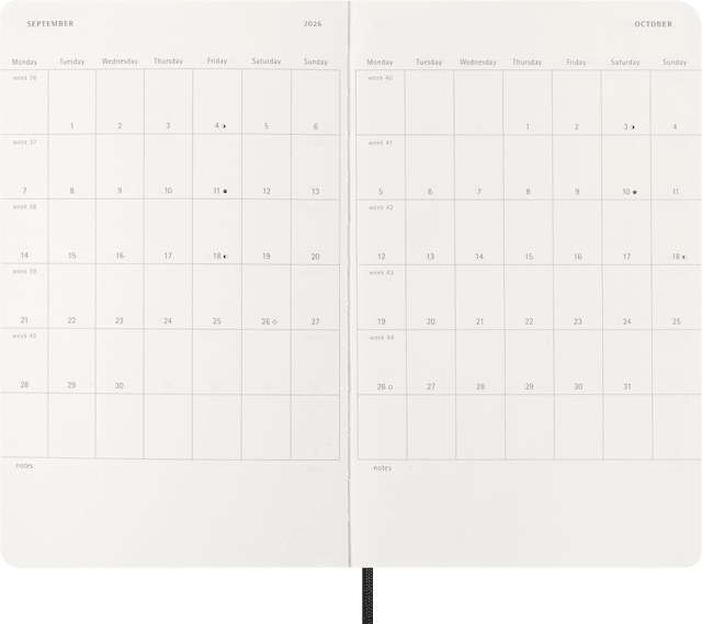 Tuotekuva 3 - Kalenteri 2026 Classic Soft 12M Week Note Large Musta Moleskine