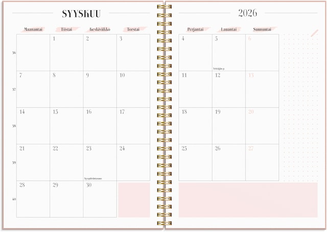 Produktbilde 2 for Kalenteri 2026 Life Planner Roosa A5 Burde