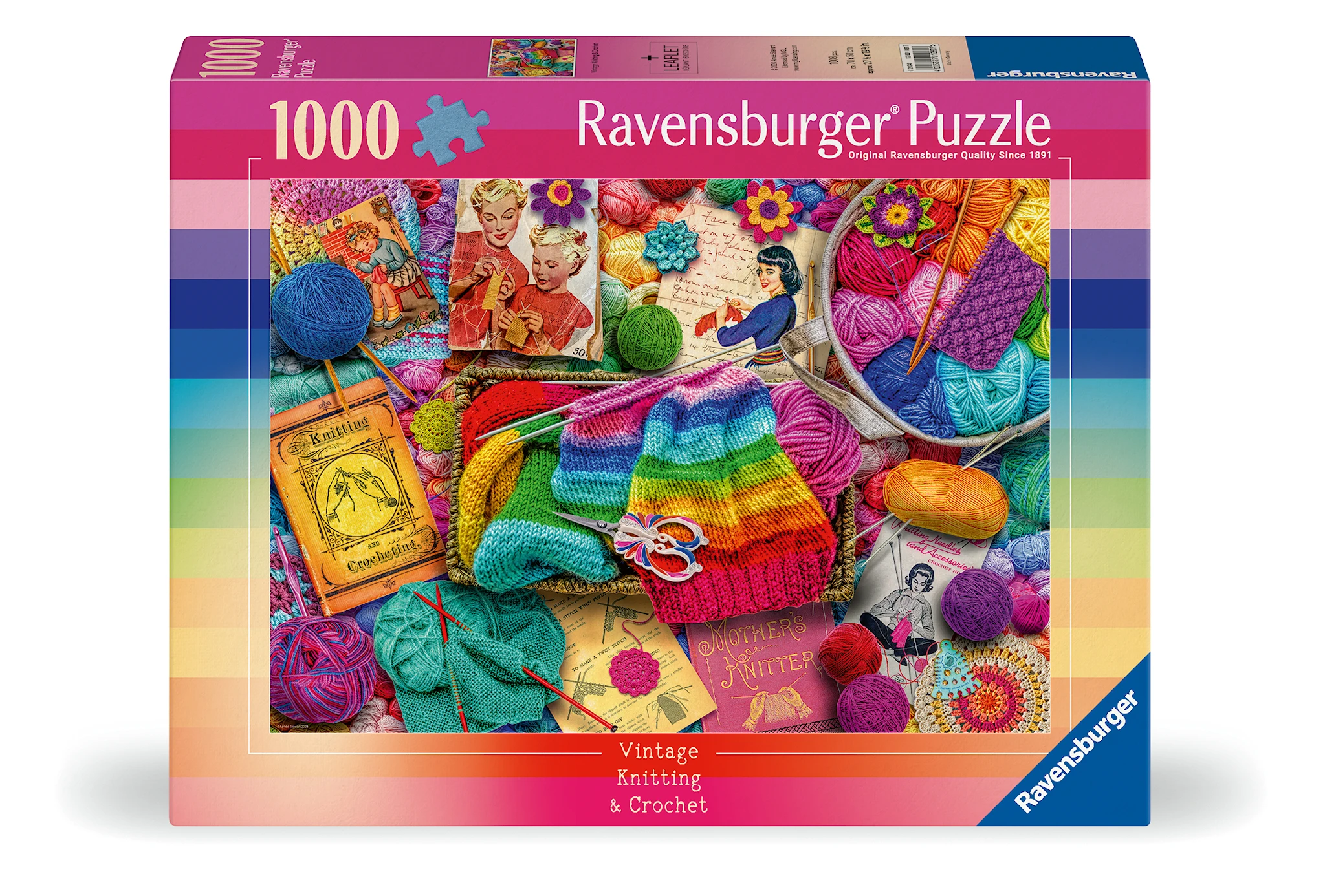 Produktbild för Vintage Knitting & Crochet Pussel 1000 bitar, Ravensburger