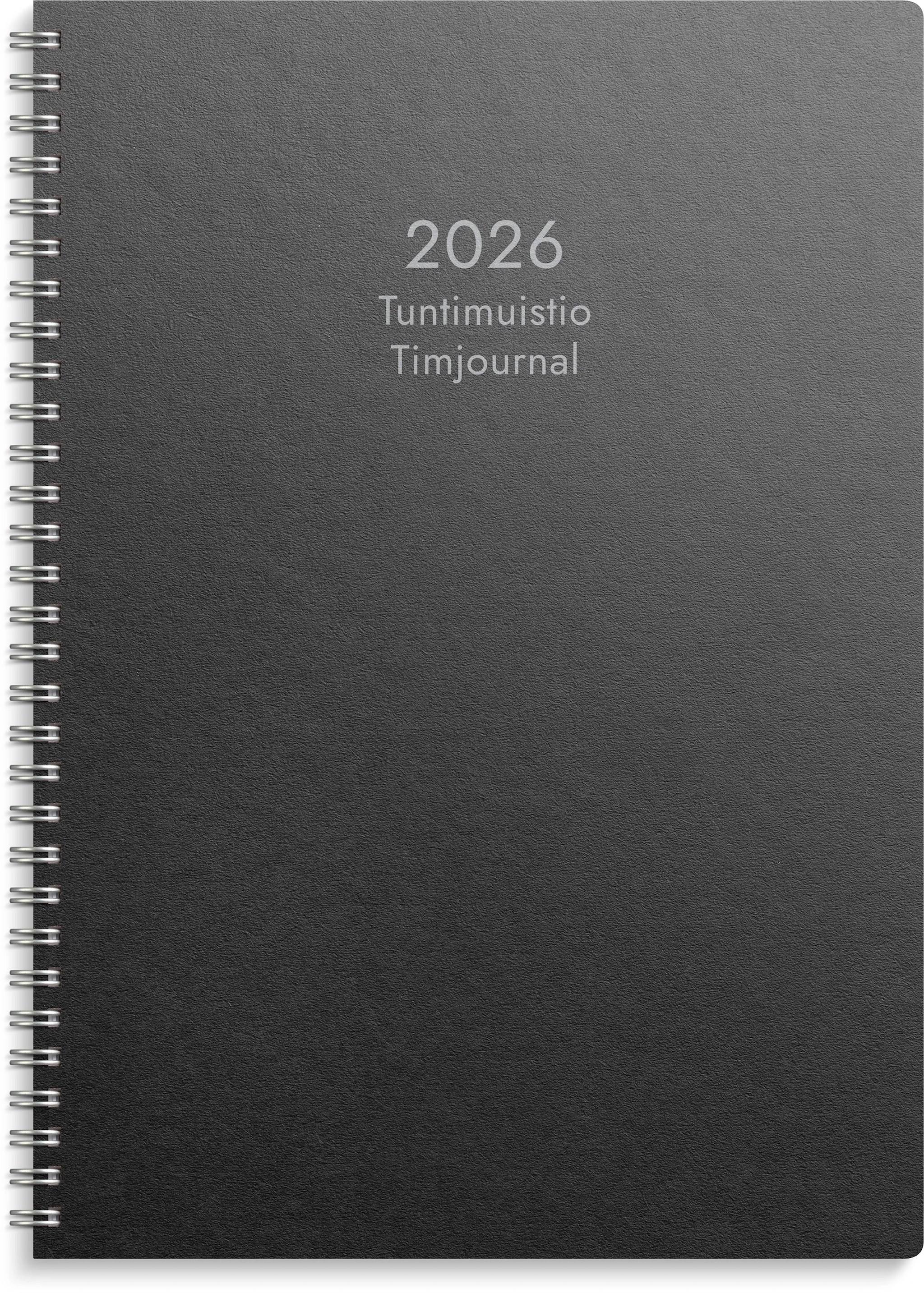 Tuotekuva ille Kalenteri 2026 Tuntimuistio Musta Eco parikierresidottu A4 Burde