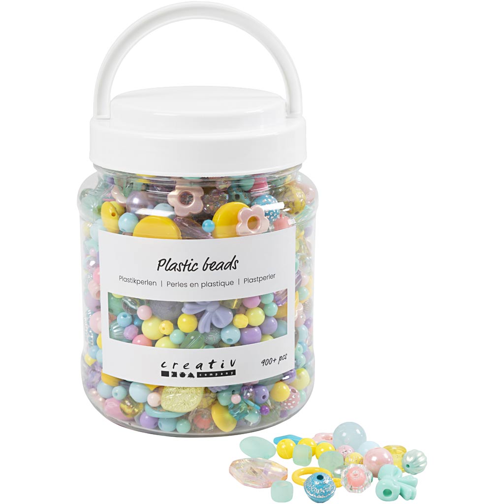 Pärlmix - Pastellpärlor i förvaringsburk 900-p, Creativ Company