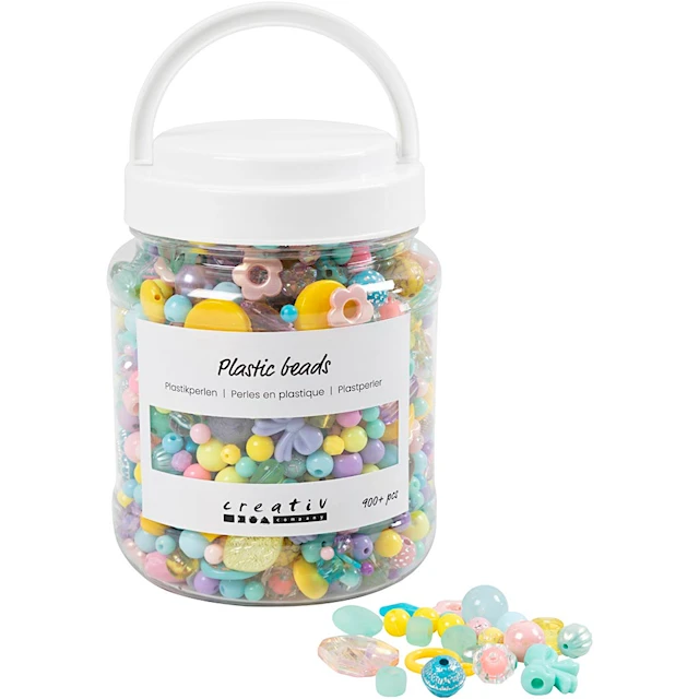 Pärlmix - Pastellpärlor i förvaringsburk 900-p, Creativ Company