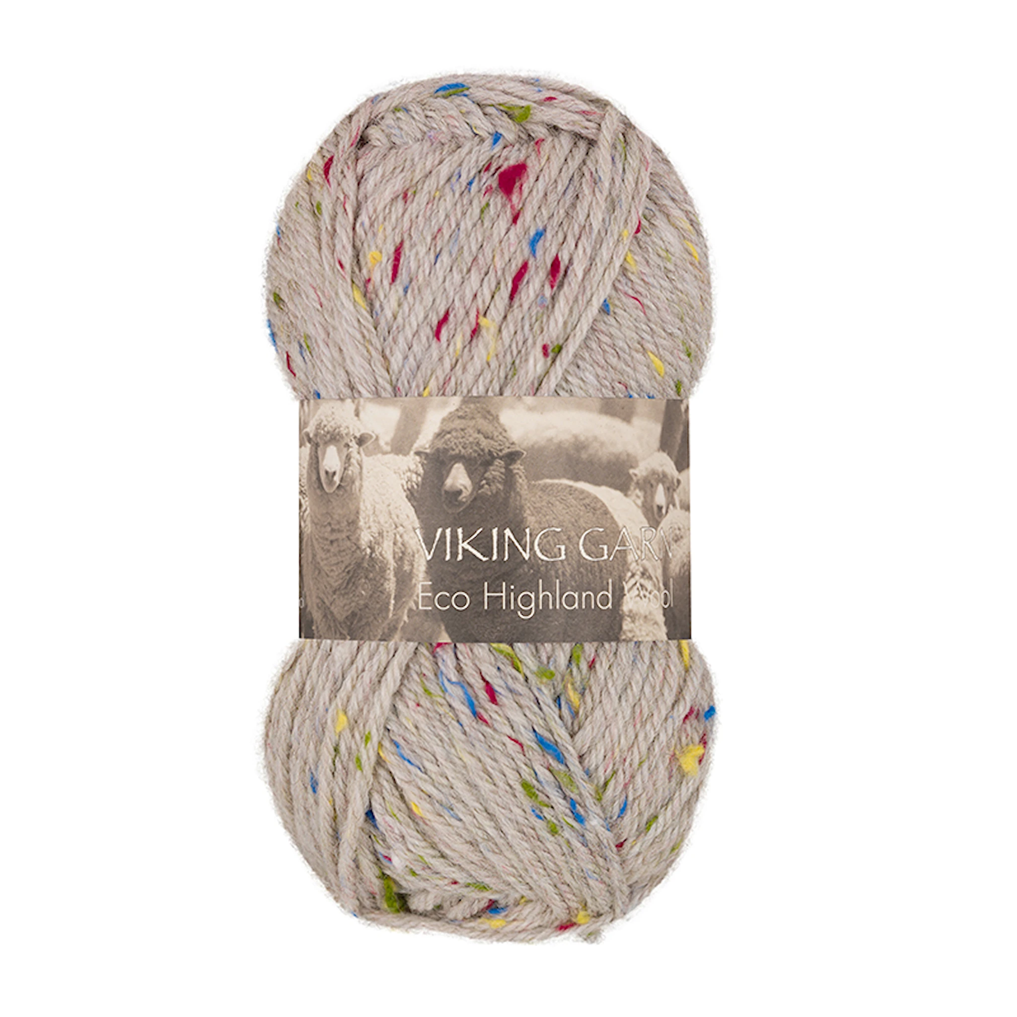 Tuotekuva ille Highland Eco Wool Lanka 50 g Ruskea Tweed 275 Viking Garn