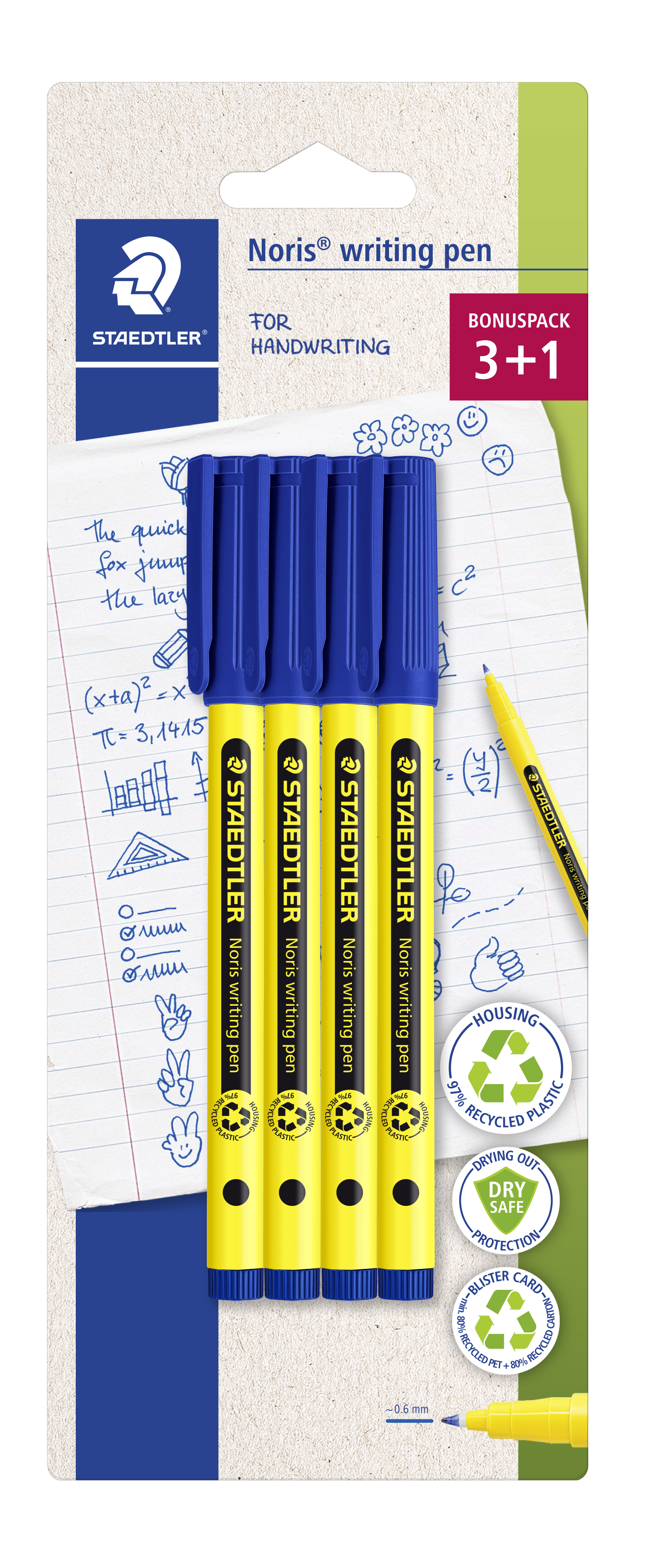 Noris Fineliner Writing Bl&aring; 4-pack Staedtler