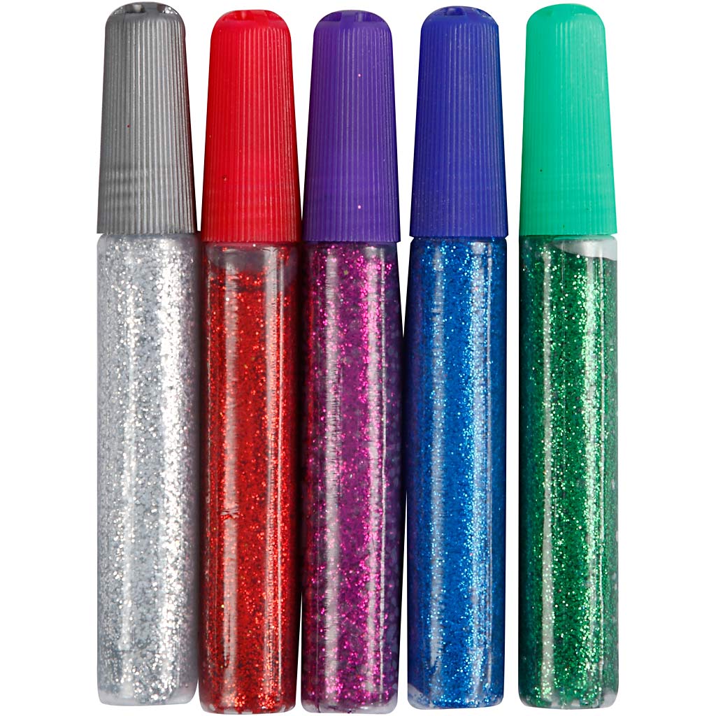 Glitterlim standard färger 5-pack