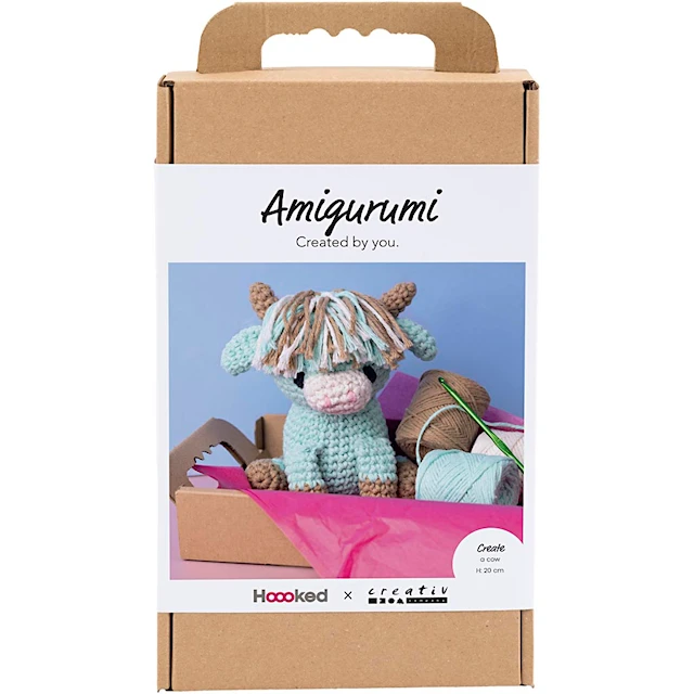 Askartelusetti Amigurumi , Lehmä, beige, mint, 1 pkk/ 1 pkt